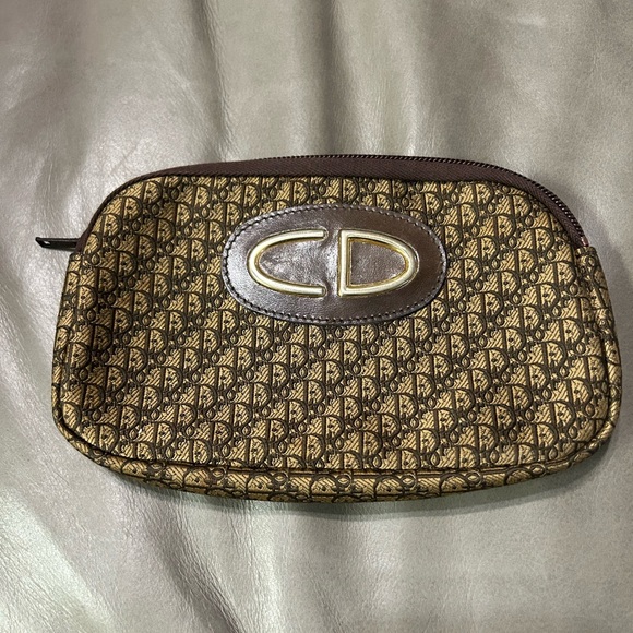 Christian Dior RARE Vintage CD Brown Trotter Cosmetic Pouch Bag mini monogram - Picture 10 of 13